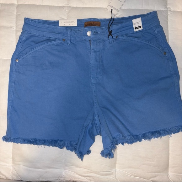 Judy Blue Pants - Judy Blue Jean Shorts Vibrant Blue Frayed Hem